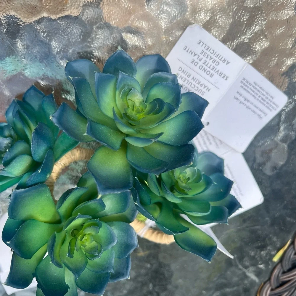 Williams Sonoma Green Faux Floral Succulent Accents NWT Green SET (4)